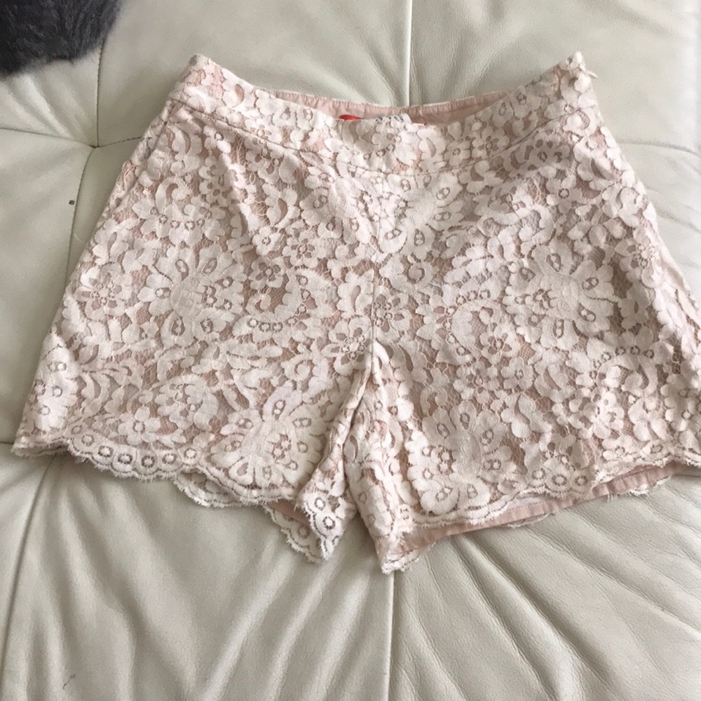 Anthropologie High Waist Floral White Lace Shorts